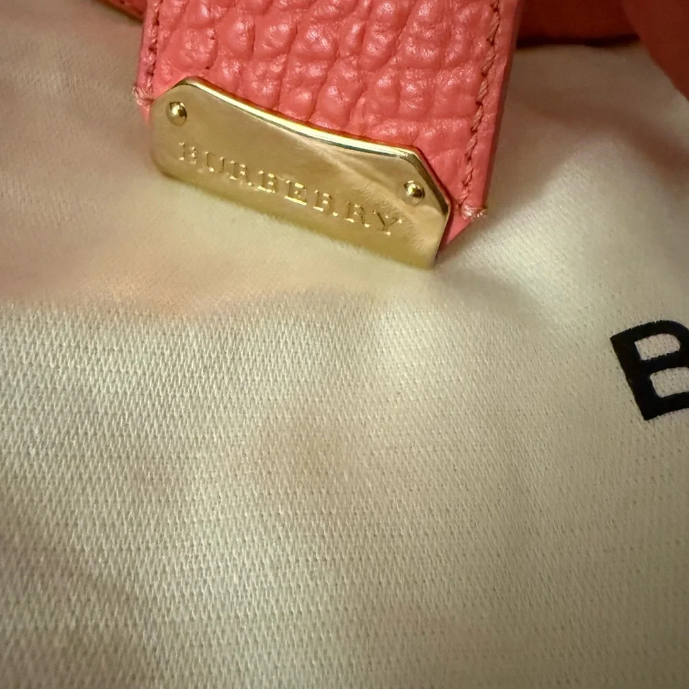 Burberry Coral Textured Satchel with Gold Accents - Picture 2 of 11
